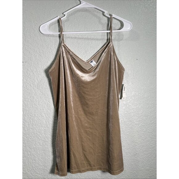 Old Navy Top Womens S Brown Velvet Tank Top V Neck Slinky Fairy Whimsigoth Y2K - Picture 1 of 8